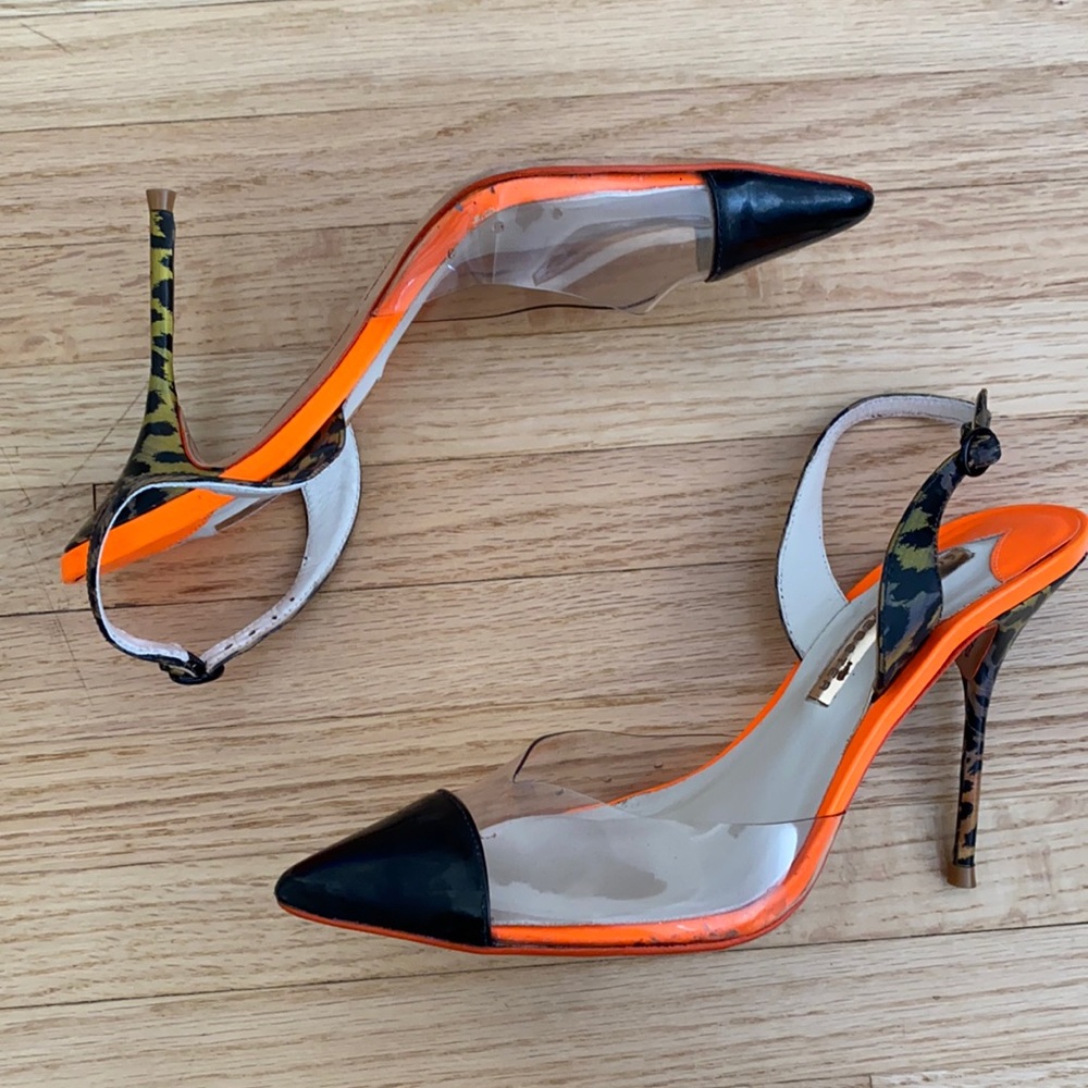 Sophia Webster PVC Cap Toe Leopard Slingback Heel - Sz 38.5